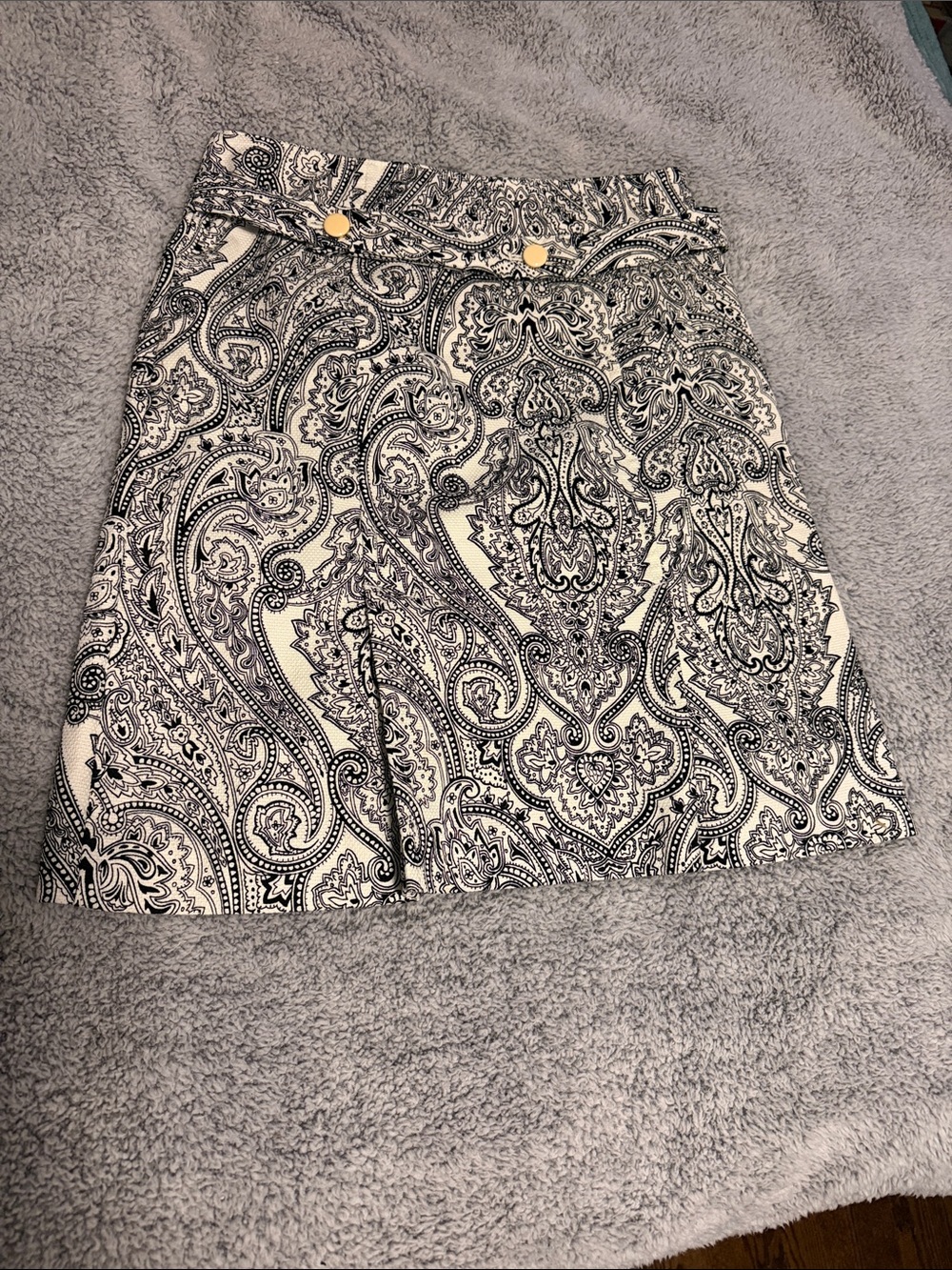 Talbots Collection Petite 4P Black Ivory Stretch Cotton Skirt 2010